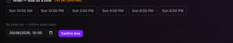 Time vote buttons and Confirm time control