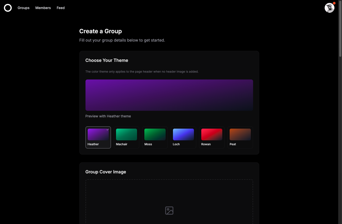 Create group form - start a community on this Meetup alternative platform